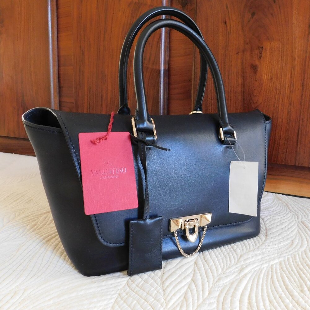 NWT Frye Farrah cognac leather satchel metal top handle tote bag crossbody purse - Picture 12 of 16